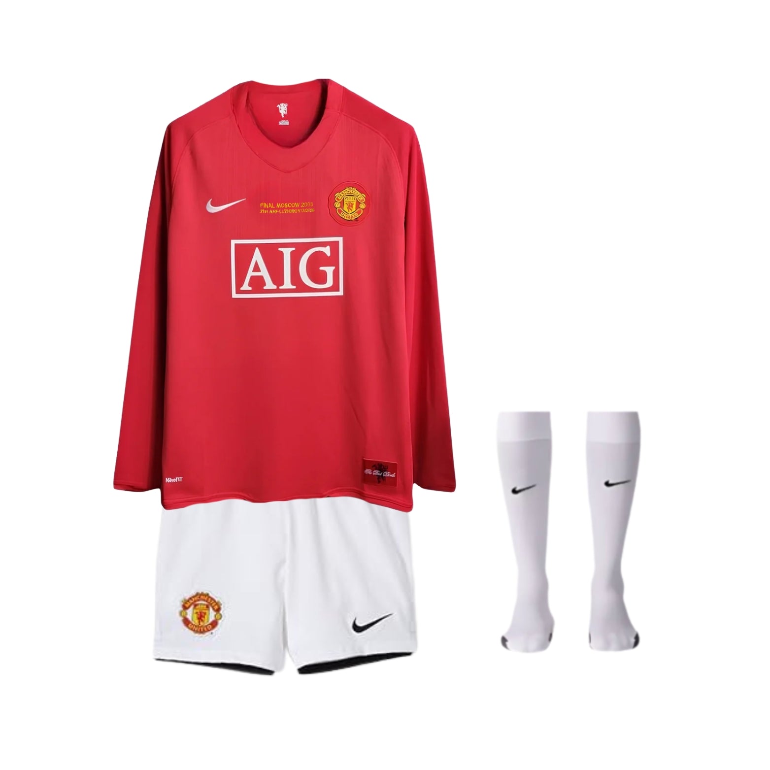Kit de Criança - Manchester United Principal 07/08 - Manga Comprida - Final Liga dos Campeões